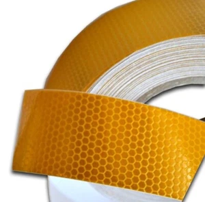 YELLOW REFLECTIVE 25m TAPE 50mm VINYL ECE104 TRUCK TRAILER LORRY BUS VAN CAR 4x4 - Picture 1 of 1
