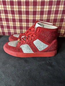 Ferrari Massari uomo taglia 9, sneakers alte pelle di vitello italiana strass - Foto 1 di 8