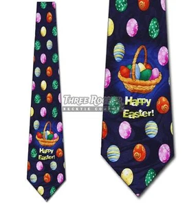 Easter Basket Ties Holiday Neckties Mens Eggs Neck Tie Brand New - Picture 1 of 3
