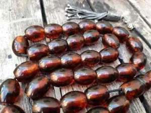 Old Amber Beads Tesbih Prayer Misbaha Natural Rosary Islamic Pressed Baltic 40gr - Picture 1 of 12