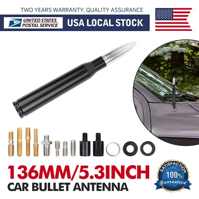 Mástil de antena plateado negro estilo bala de 5,3" para Ford F-350 Super Duty 2009-2019 Foto 1 de 4