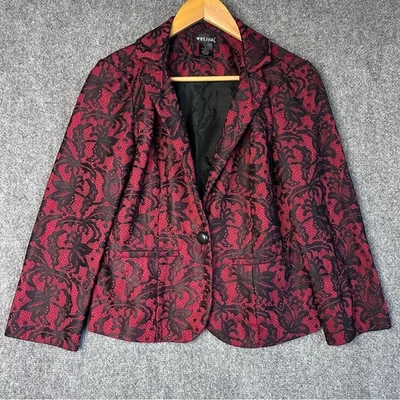Blazer Vintage Wet Seal GRANDE rojo caprichoso negro encaje steampunk chaqueta formal Foto 1 de 4