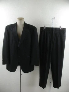 Men's 43R Bill Blass Eveningwear 2-Pc Formal Tuxedo Suit Black Pants 34 X 29 USA - Picture 1 of 24