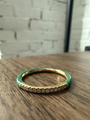 Anillo de cerámica verde Ippolita en oro de 18k con diamantes - talla 9 Foto 1 de 4