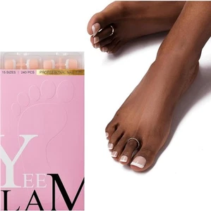 Toe Nail Press Ons – 240 Pcs Short French Tip Press on Toenails, Baby Pink - Picture 1 of 6
