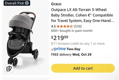 Graco Outpace LX All-Terrain 3-Wheel Baby Stroller, Cohen Compatible for TR - Image 1 of 3