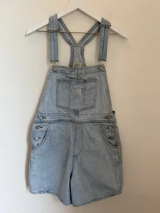 Woman's Shorts Levi's® Premium Vintage Light Wash Blue Denim Shortall Overalls S - Picture 1 of 12