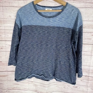 Madewell Blue Indigo Ink Tee 3/4 Sleeve Knit Top Women's Size L - Picture 1 of 6