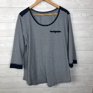 Riders by Lee Damen gestreiftes 3/4 Arm Shirt Rundhalsausschnitt schwarz weiß Größe 1X - Bild 1 von 5