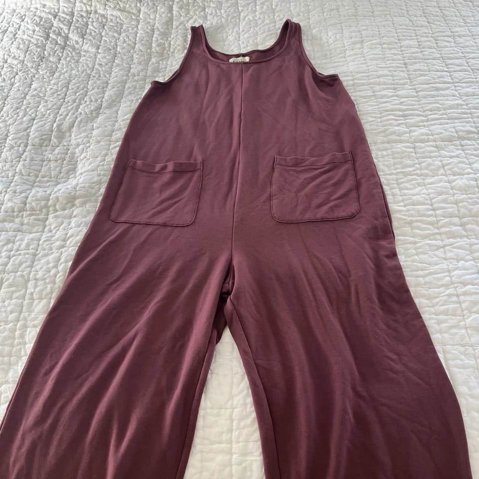 MWL Madewell Burgundy Superbrushed Pull On Jumpsuit M Soft Comfy Loungewear - Image 1 of 4