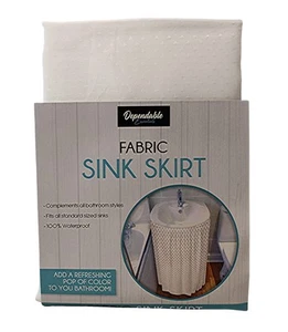 Dependable Industries Fabric Sink Skirt Diamond Stitch White - Picture 1 of 6