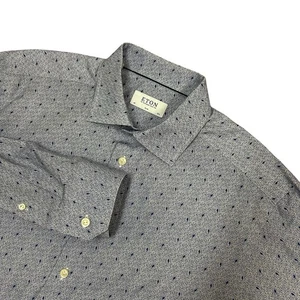 Eton Slim Fit Hemd Herren 16,5 42 Blau Geometrisch Blumen Langarm Knopfleiste - Bild 1 von 7