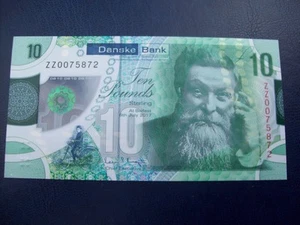 Danske Bank: 2017 One Uncirculated ZZ Polymer £10 Banknote - Picture 1 of 2