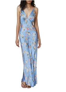 Vestido Bec And Bridge Kika Floral 100% Seda Maxi Talla AU 12 Hecho en Australia - Imagen 1 de 10