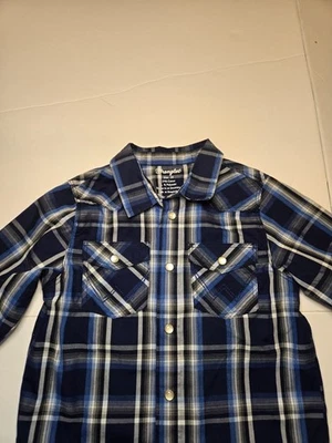 Wrangler Plaid Western Shirt Blue Long Sleeve Button Up 3T - Image 1 of 4