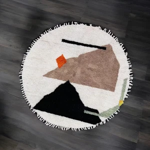 custom rug, Round carpet, Round Wool Rug - Abstract Geometric Design - Picture 1 of 7