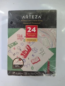 ARTEZA - 24 Marcadores Permanentes PREMIUM Punta Ultra Fina Marcadores Artista S1 NUEVO - Imagen 1 de 2