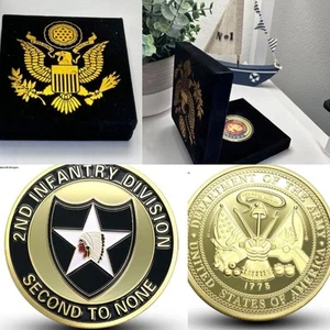US Army 2nd Infantry Division Second To None Challenge Coin With Velvet Case New - Picture 1 of 3