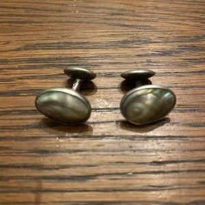 Vintage Beautiful Abalone And Sterling Silver Cuff links - Picture 1 of 6