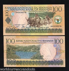 RWANDA 100 FRANCS P29 2003 COW UNC ANIMAL CURRENCY MONEY BANK NOTE LOT 10 PCS - Picture 1 of 1