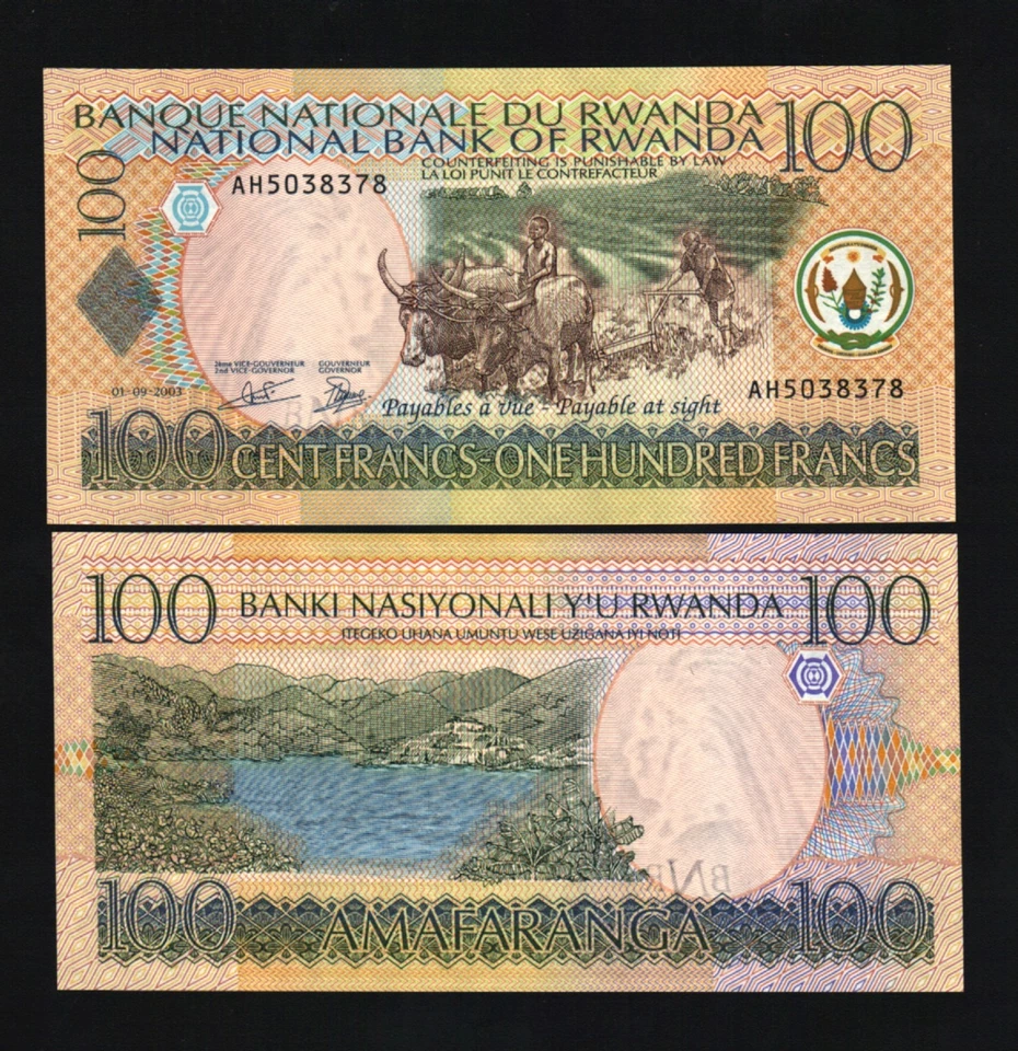 RWANDA 100 FRANCS P29 2003 COW UNC ANIMAL CURRENCY MONEY BANK NOTE LOT 10 PCS - Image 1 of 1