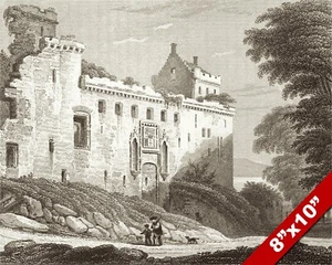 LINLITHGOW PALACE SCOTLAND ENGRAVING PAINTING ARCHITECTURE ART REAL CANVAS PRINT - Picture 1 of 5