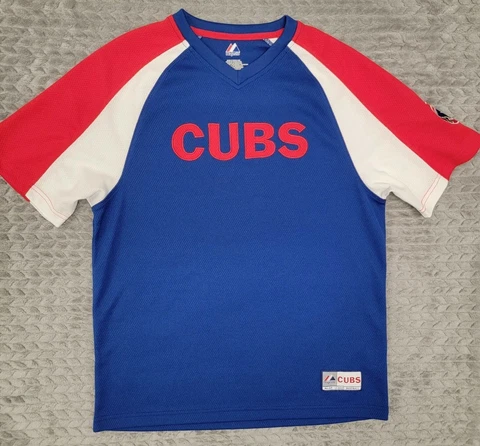Majestic Chicago Cubs Jersey Shirt Men's Size Medium Blue MLB Baseball Cover