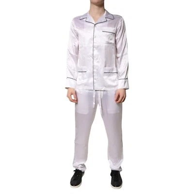 DOLCE & GABBANA Sleepwear White Satin Silk Men Pajama Set 38/US15/XS 2180usd - Image 1 of 4