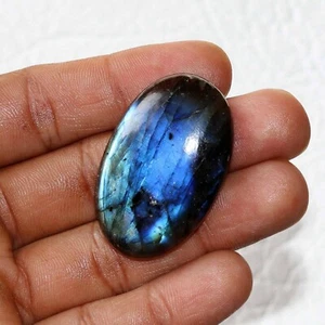 Blue Flashy Natural Labradorite Oval Shape Loose Gemstone Cabochon 70 Carat - Picture 1 of 3