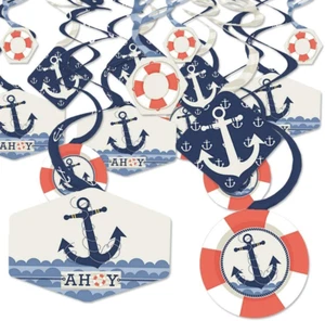 Ahoy - Nautical - Baby Shower or Birthday Party Hanging Decor - Multicolored - Picture 1 of 7