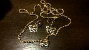 2-teiliges mehrfarbiges Gold Schmetterlingsform Schmuck-Set mit Kette - Bild 1 von 4