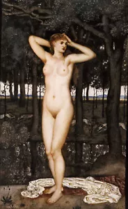 Walter Crane ""Diana at Bath"" britisch englisches Porträt religiöse Truhe gelb - Bild 1 von 4