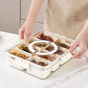 Divided Serving Tray with Lid Handle Snackle Box Container for Candy Fruits ! - Picture 1 of 12