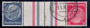 Germany - 1937-1939 ZdMiNr KZ 28, 4pf+Z+Z+12pf Hindenburg, gutter strip - Picture 1 of 1
