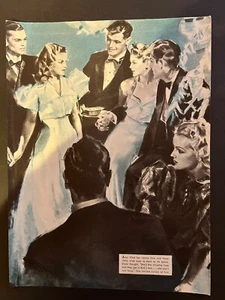 Vtg 1930s Magazine Art with Caption, Black with Blue/Green Background - Picture 1 of 3