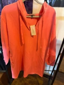 Womens Long Sleeve Mini Fleece Tunic Dress Universal Thread Coral Orange M - Picture 1 of 3