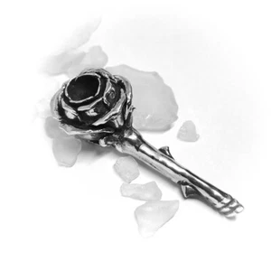 Tubo argento sterling testa rosa - Foto 1 di 5