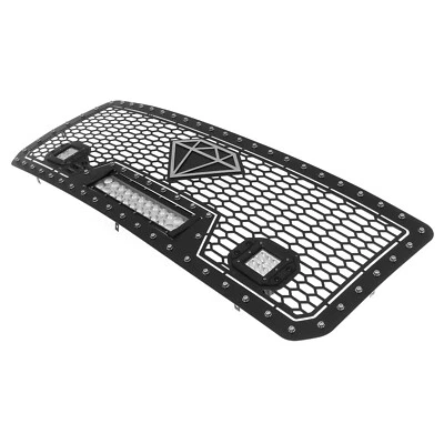 Se adapta a GMC Sierra 2500/3500 2015-2019 superior de acero inoxidable malla negra con rejilla LED Foto 1 de 3