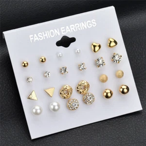12PCS/Set Crystal Rhinestone Ear Stud Earrings Women Charm Earrings Jewelry *eh - Picture 1 of 7