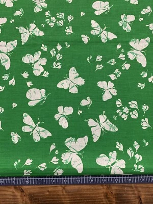 Tela mariposa vintage años 70/80 floral verde craquelado 2,5 yardas Foto 1 de 4