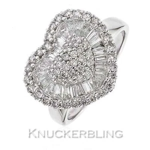 Genuine Diamond Heart Ring Solid 1.40ct Colour F Clarity VS in 18ct White Gold - Picture 1 of 1