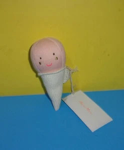 Nuevo 6" Algodón Orgánico Baby Meri Meri Helado Cono Rosa Peluche Sonajero Juguete - Imagen 1 de 1