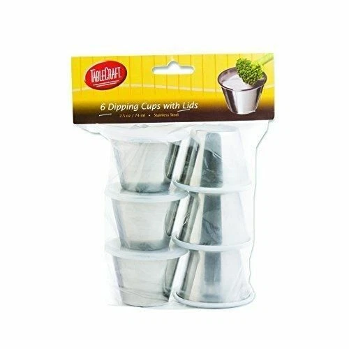 TableCraft H5069 Dipping Cups With Lids Silver 15 Oz