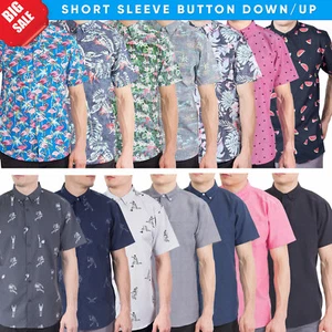 Camisa Visive Para Hombre Mangas Cortas Con Botones Estampada Flamingos ¡Precio Más Bajo! - Imagen 1 de 33