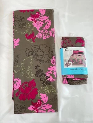 2 Pieces 90” x 108” Cotton Fabric with Hot Pink, Light Pink & Brown Designs - Image 1 of 4