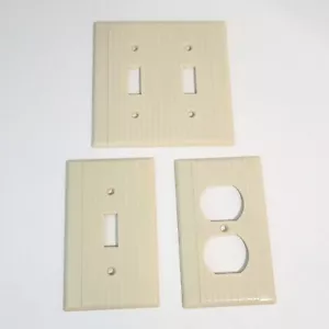 *CHOOSE Vintage Bakelite Ivory Striped Light Switch or Dimmer Switch Cover Plate - Picture 1 of 10