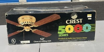 Crest 52" Vintage Series 5000 Close to Ceiling Fan w/Light Kit New Wood Stencil - Image 1 of 4