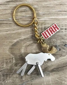 Utah Moose Movable Legs Keychain Key Ring - Picture 1 of 6