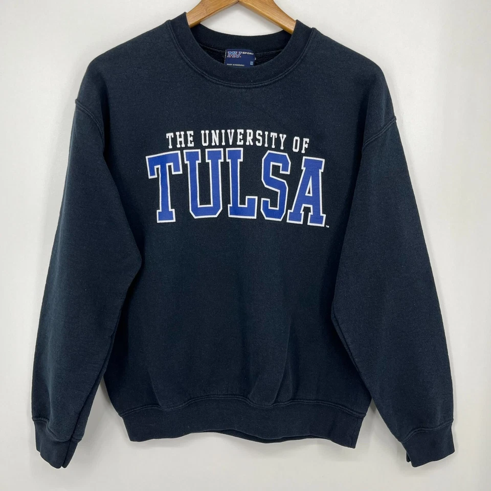 MV Sport Sweatshirt Adult M Black Crew Neck Cotton Tulsa Golden Hurricane NCAA - Image 1 of 4