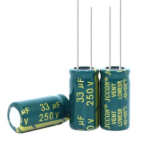 10pcs 250v33uf Aluminum electrolytic capacitor Switching power inverter 10x20mm - Afbeelding 1 van 3